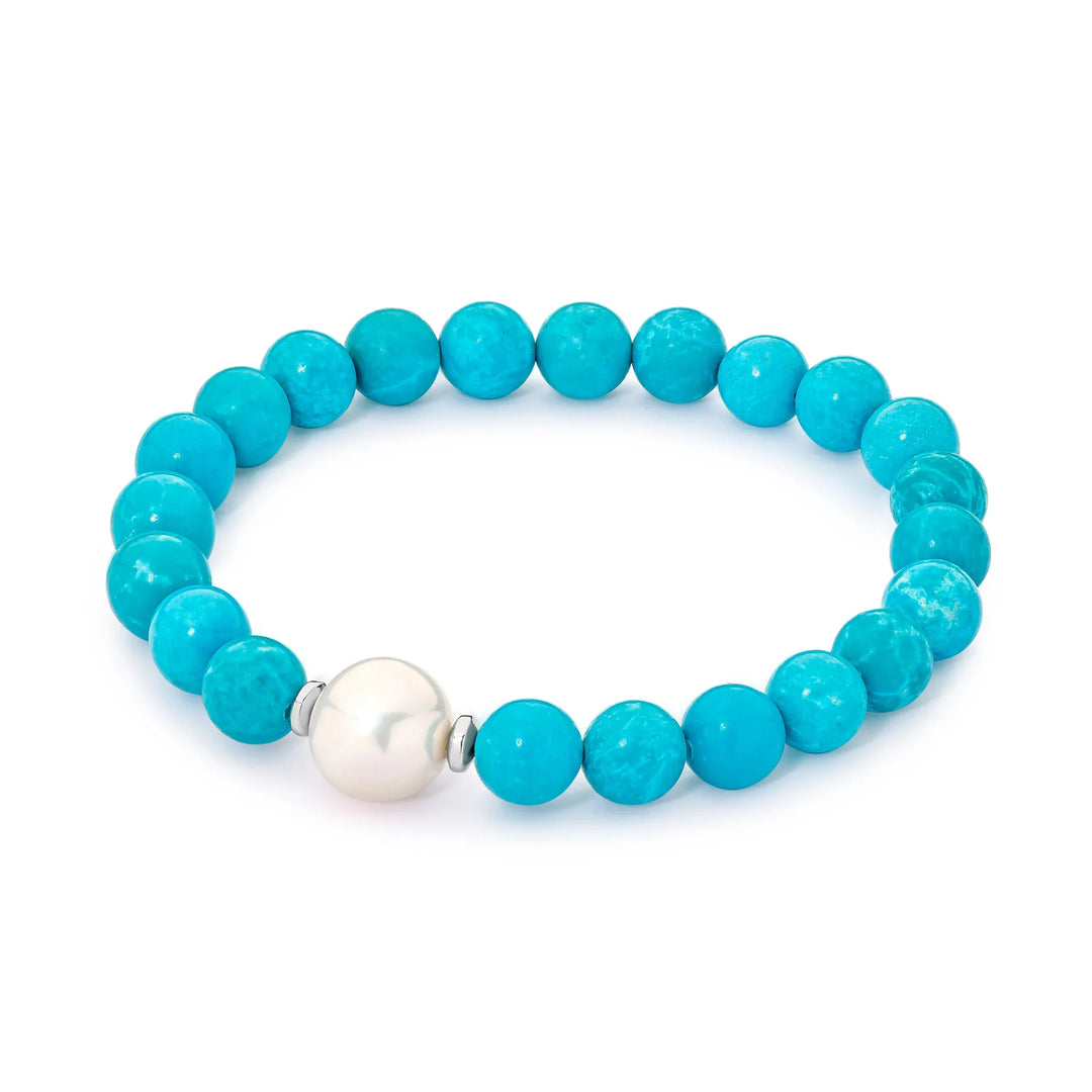 IKECHO Howlite 19cm Elastic Bracelet - 10.5mm Edison Freshwater Pearl
