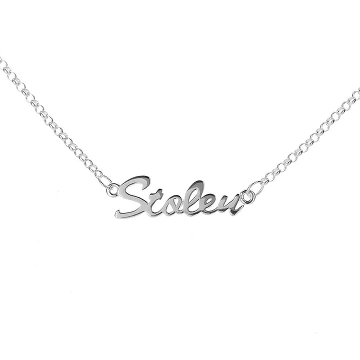 Stolen Silver Script Necklace