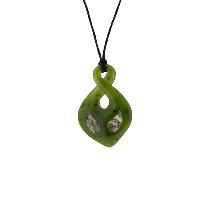 Jade Pendant - Twist with Paua 45-50mm