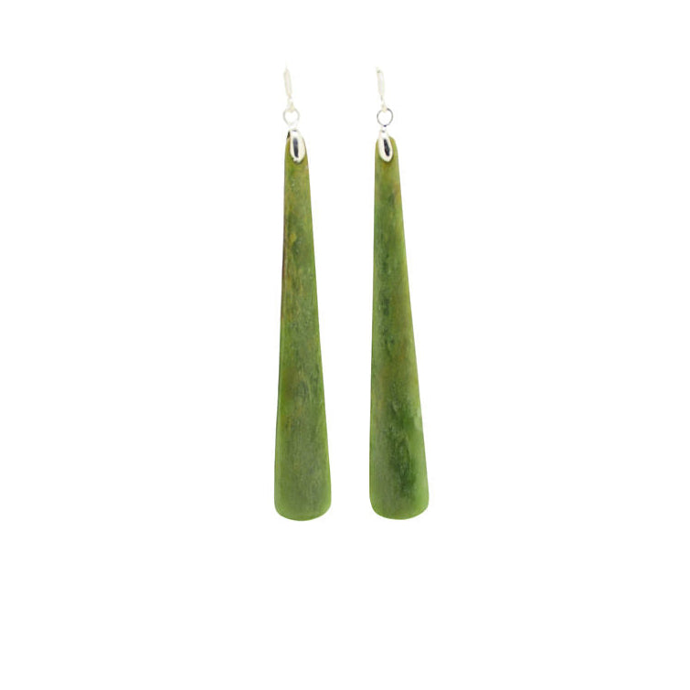 New Zealand Greenstone Drop Earrings 70mm