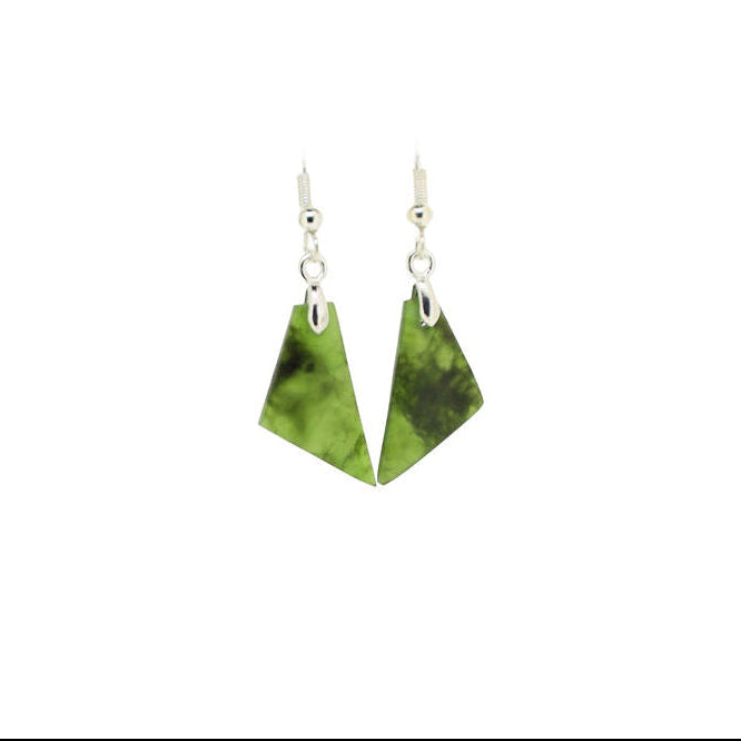 New Zealand Greenstone Angular Drop Earrings 15-20mm