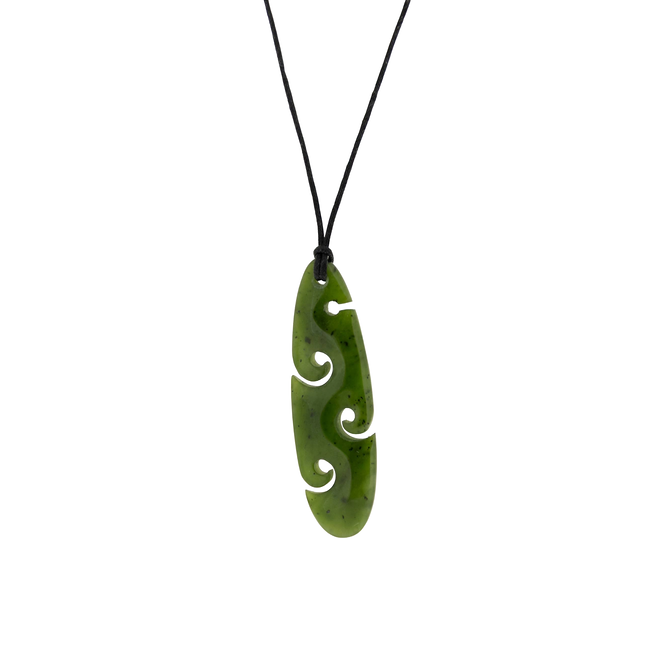 Jade Pendant - Drop with Triple Koru 60mm