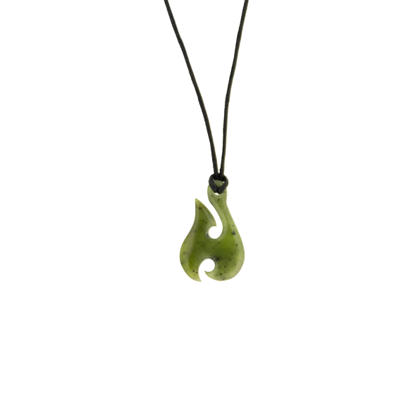 Jade Pendant - Hei Matau / Fish Hook with Koru 28mm