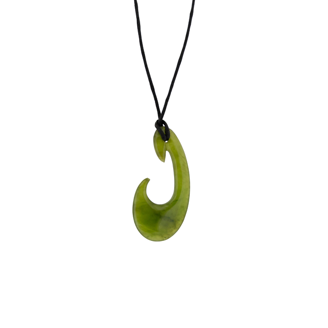 Jade Pendant - Abstract Hei Matau / Fish Hook 40mm