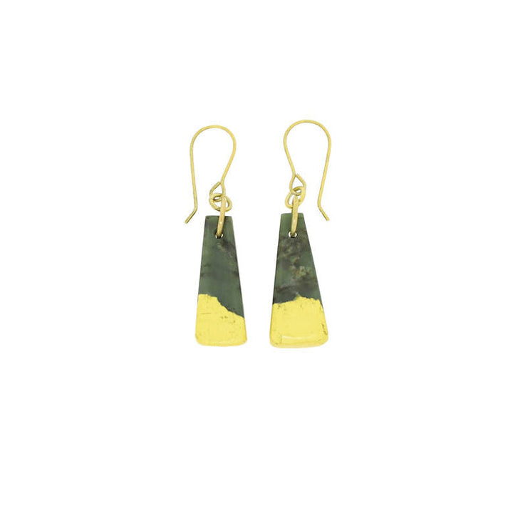 New Zealand 25mm Greenstone Gold-tipped Drop Earrings
