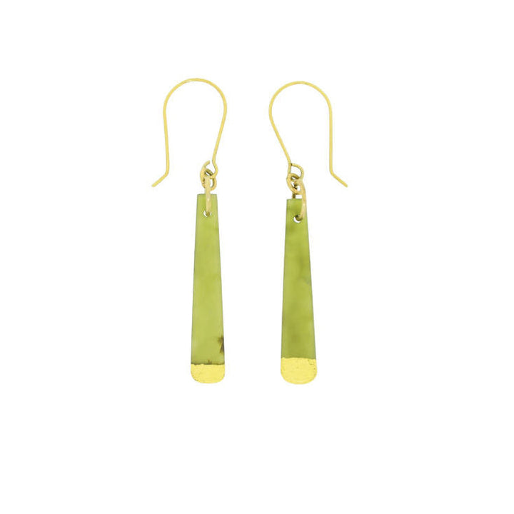 New Zealand 40mm Greenstone Gold-tipped Drop Earrings