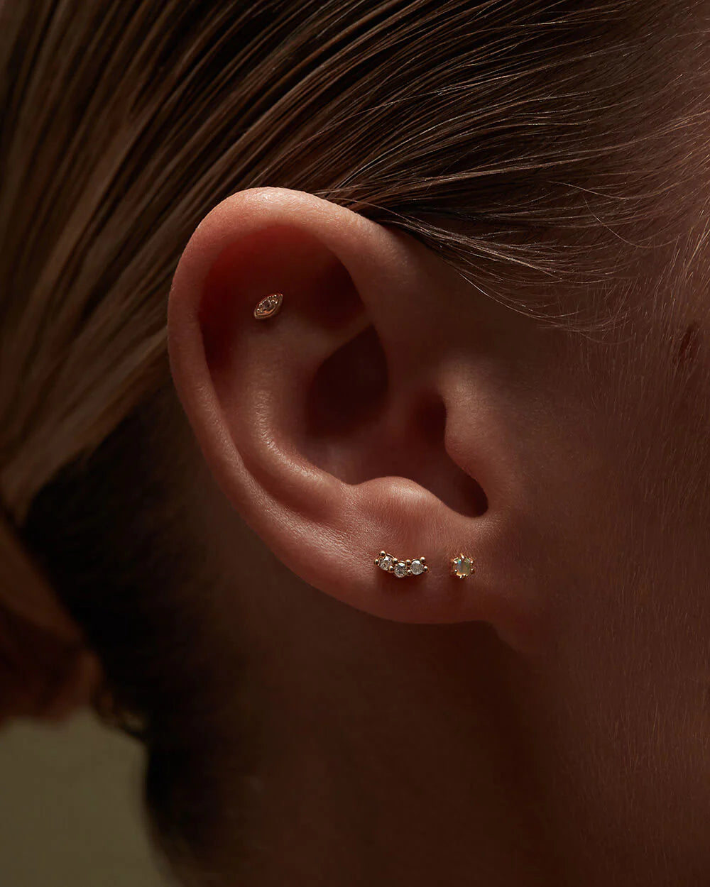 Kirstin Ash Contour Topaz Studs Gold Plated