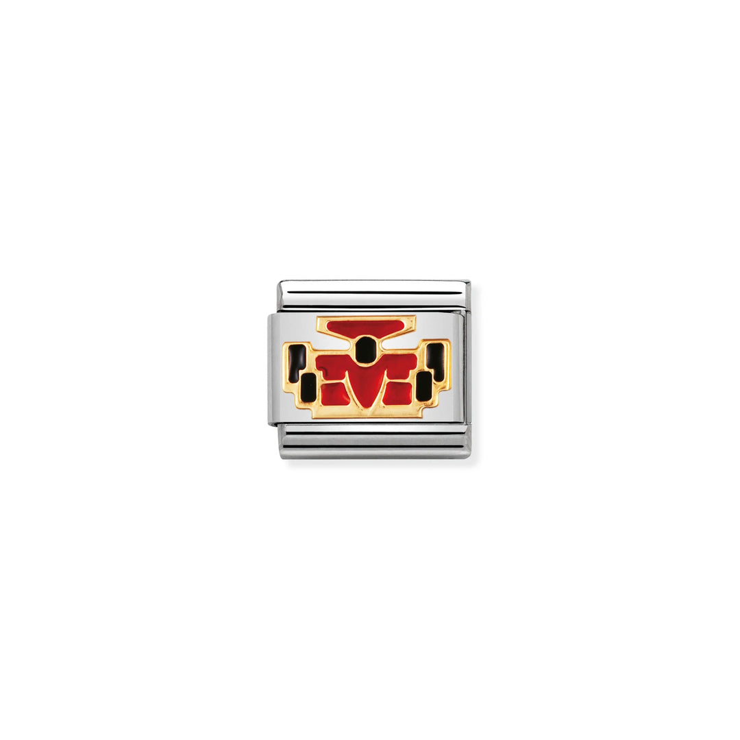 Nomination Classic Link 030203/23 Red Car in 18k Gold & Enamel