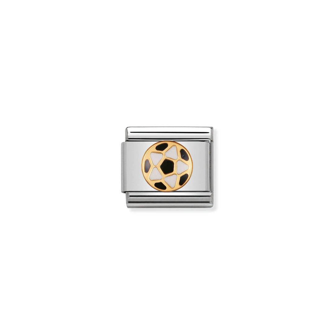 Nomination Classic Link 030204/17 Black & White Ball in 18k Gold & Enamel