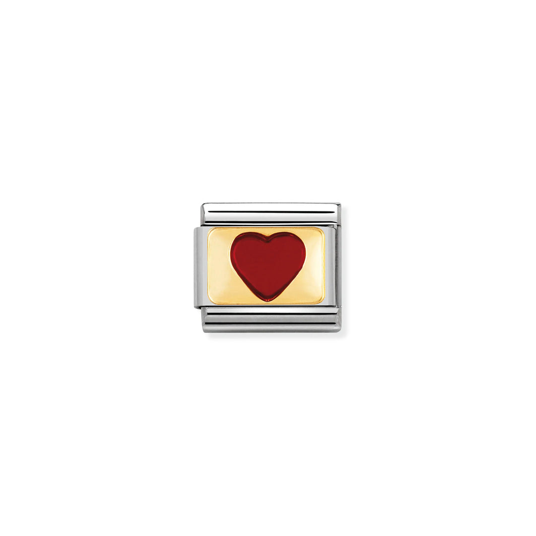 Nomination Classic Link 030206/33 Red Heart in 18k Gold & Enamel