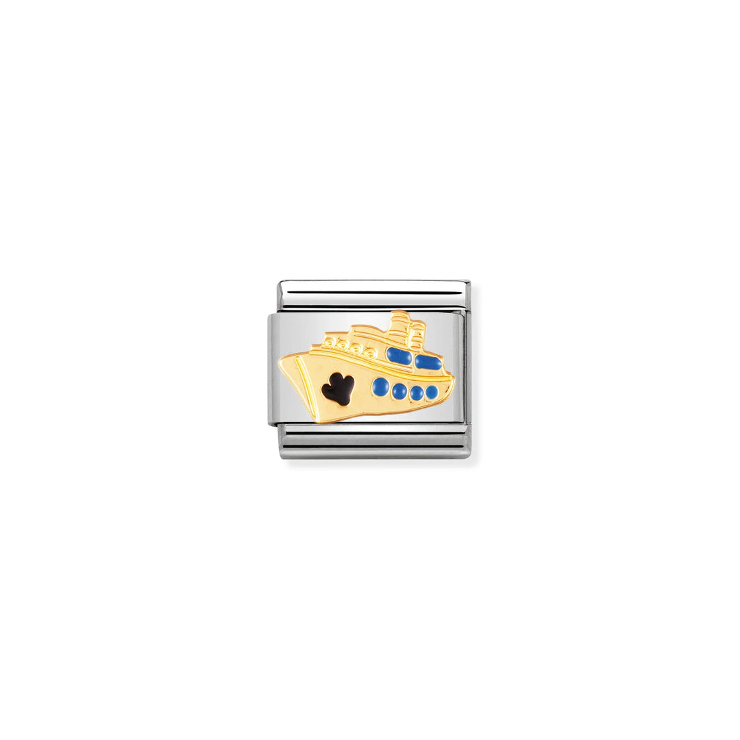 Nomination Classic Link 030210/12 Cruise Ship in 18k Gold & Enamel