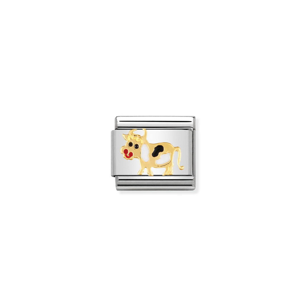 Nomination Classic Link 030212/04 Cow in 18k Gold & Enamel
