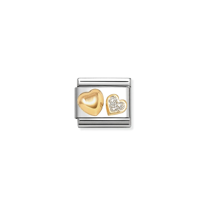 Nomination Classic Link 030220/26 Enamel and 18k Gold Raised Heart with Silver
