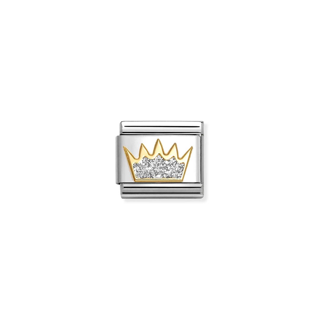 Nomination Classic Link 030220/21 Crown in 18k Gold & Silver Glitter Enamel