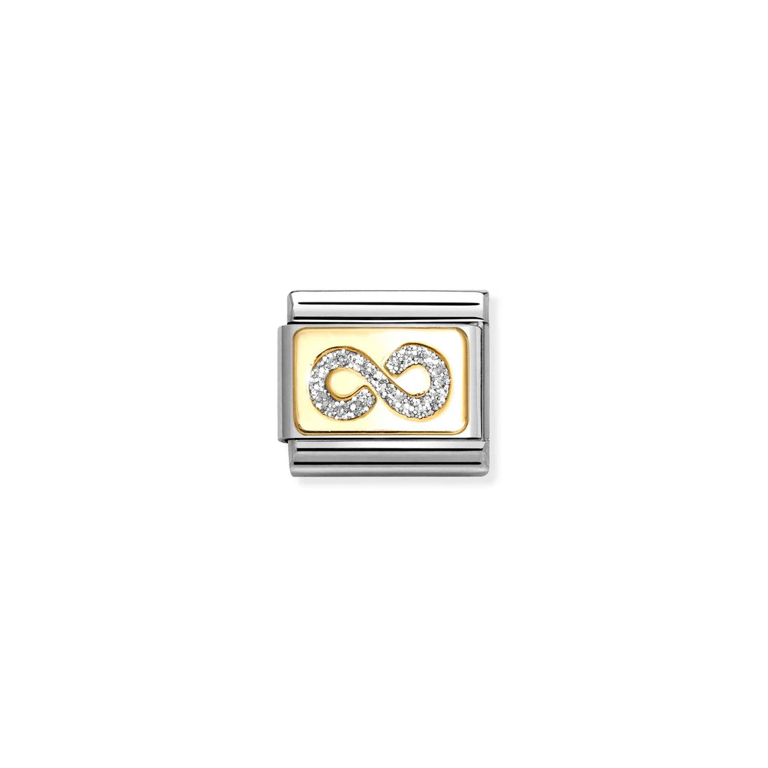 Nomination Classic Link 030224/06 Infinity in 18k Gold & Silver Glitter Enamel
