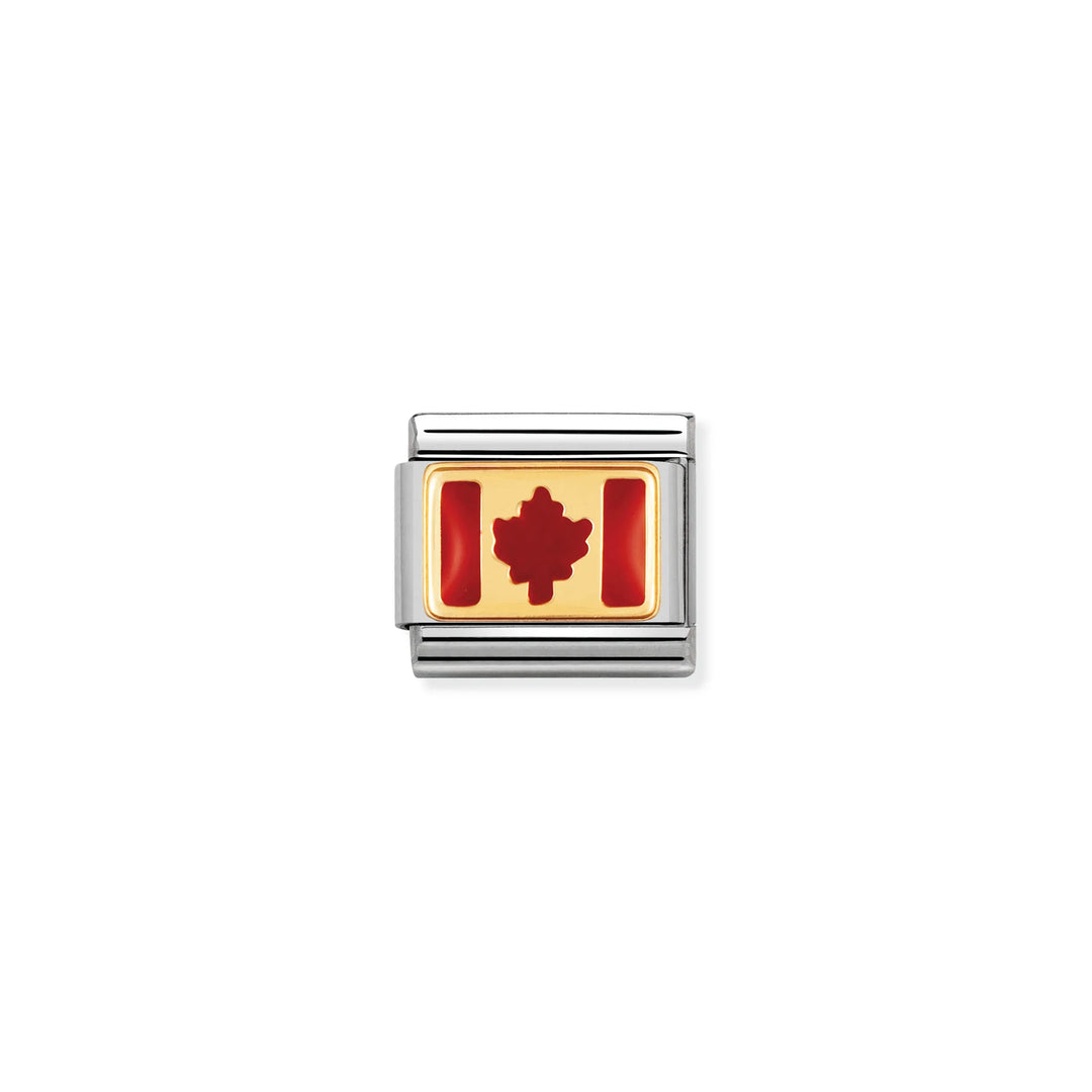 Nomination Classic Link 030235/05 Canada Flag in 18k Gold & Enamel