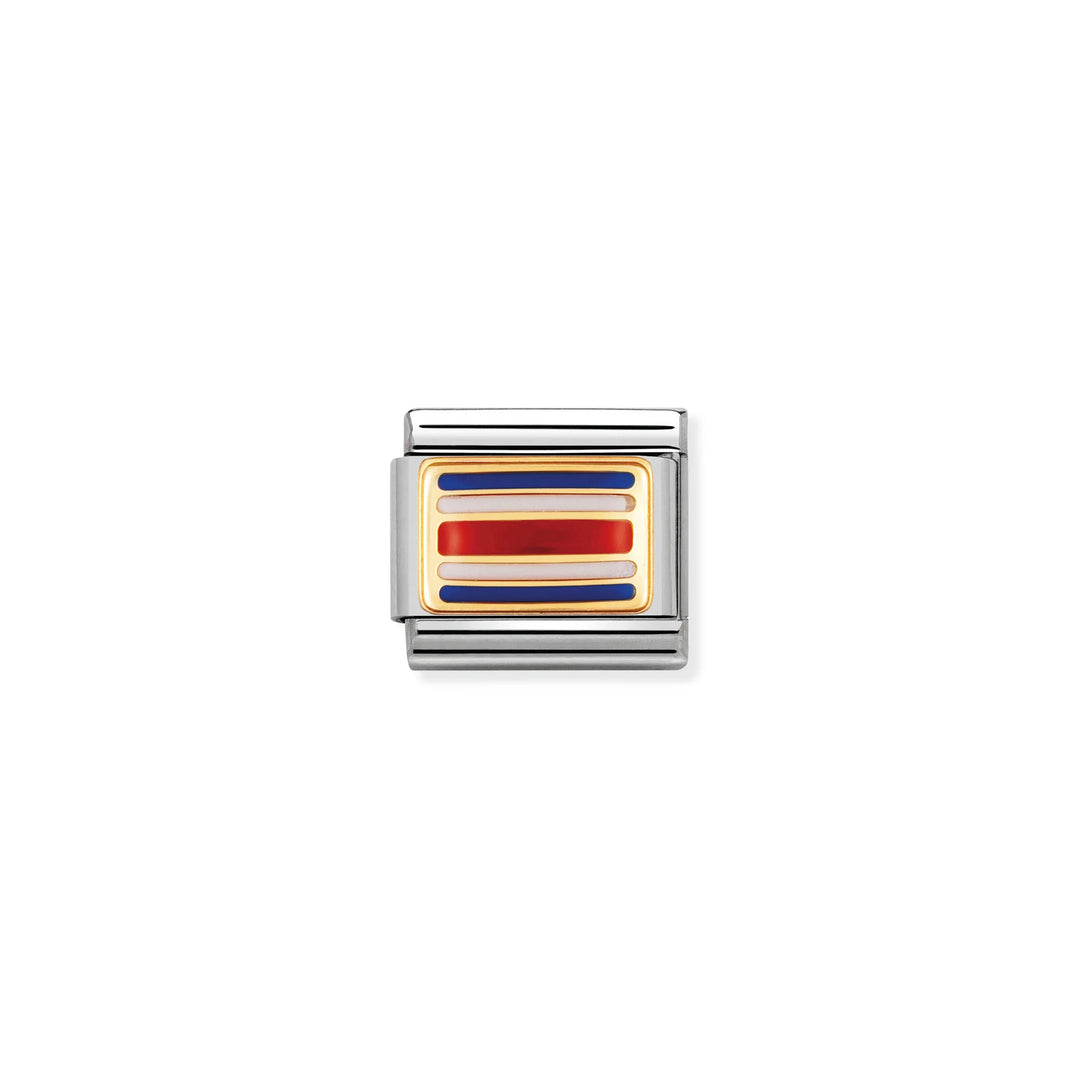 Nomination Classic Link 030235/11 Costa Rica Flag in 18k Gold & Enamel