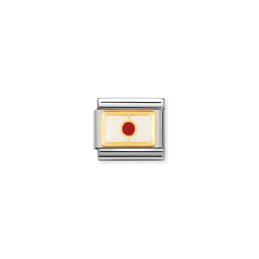 Nomination Classic Link 030236/01 Japan Flag in 18k Gold & Enamel