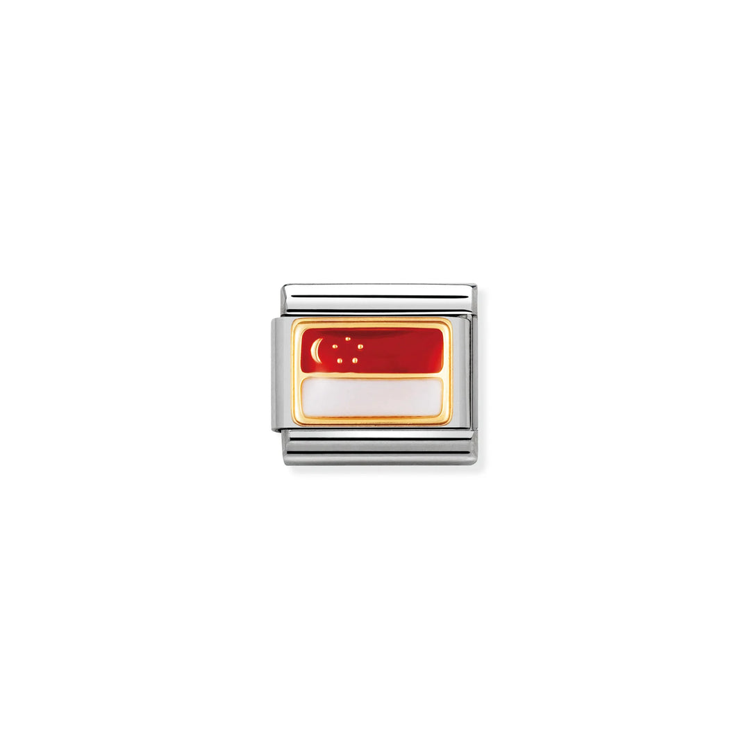 Nomination Classic Link 030236/03 Singapore Flag in 18k Gold & Enamel