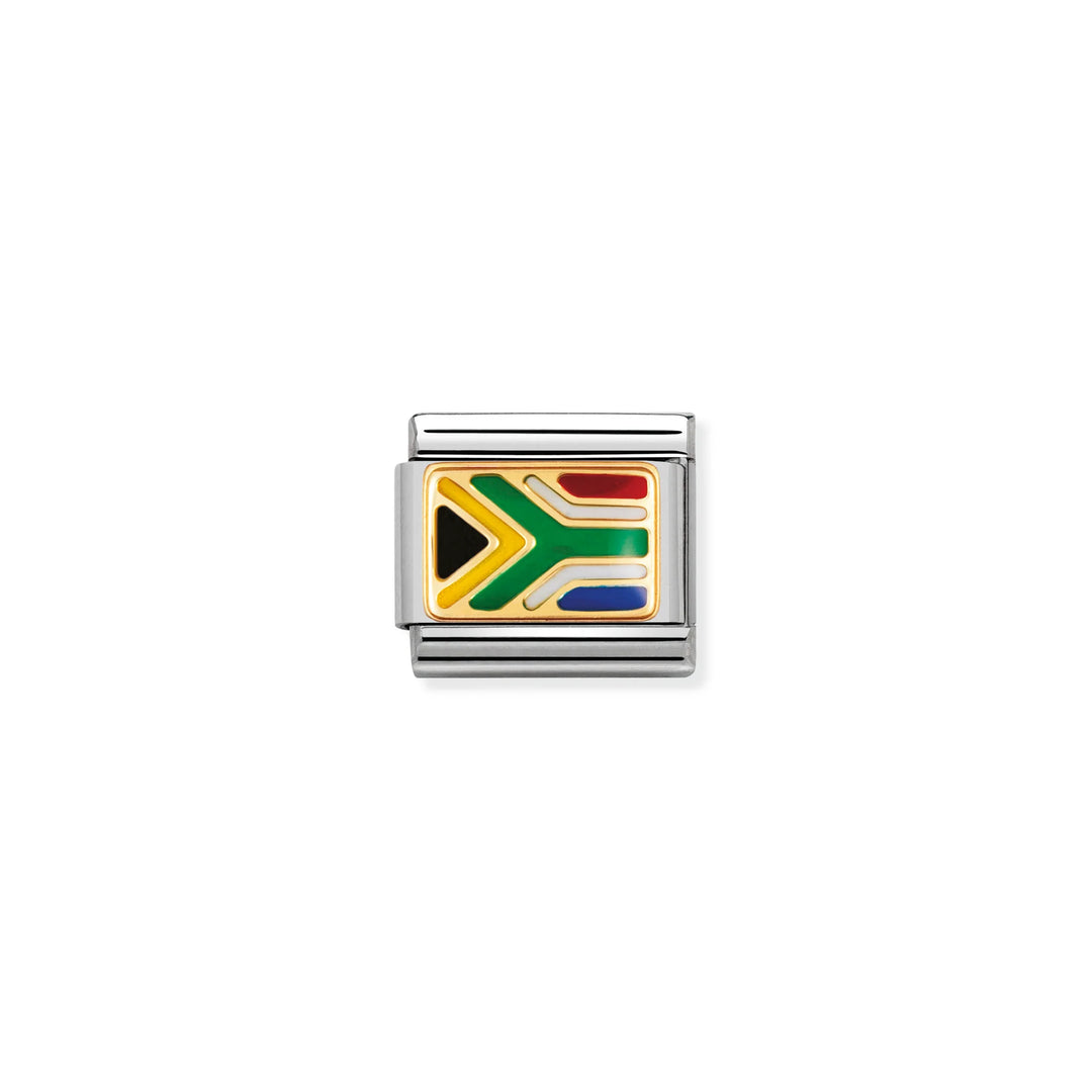 Nomination Classic Link 030237/03 South Africa Flag in 18k Gold & Enamel