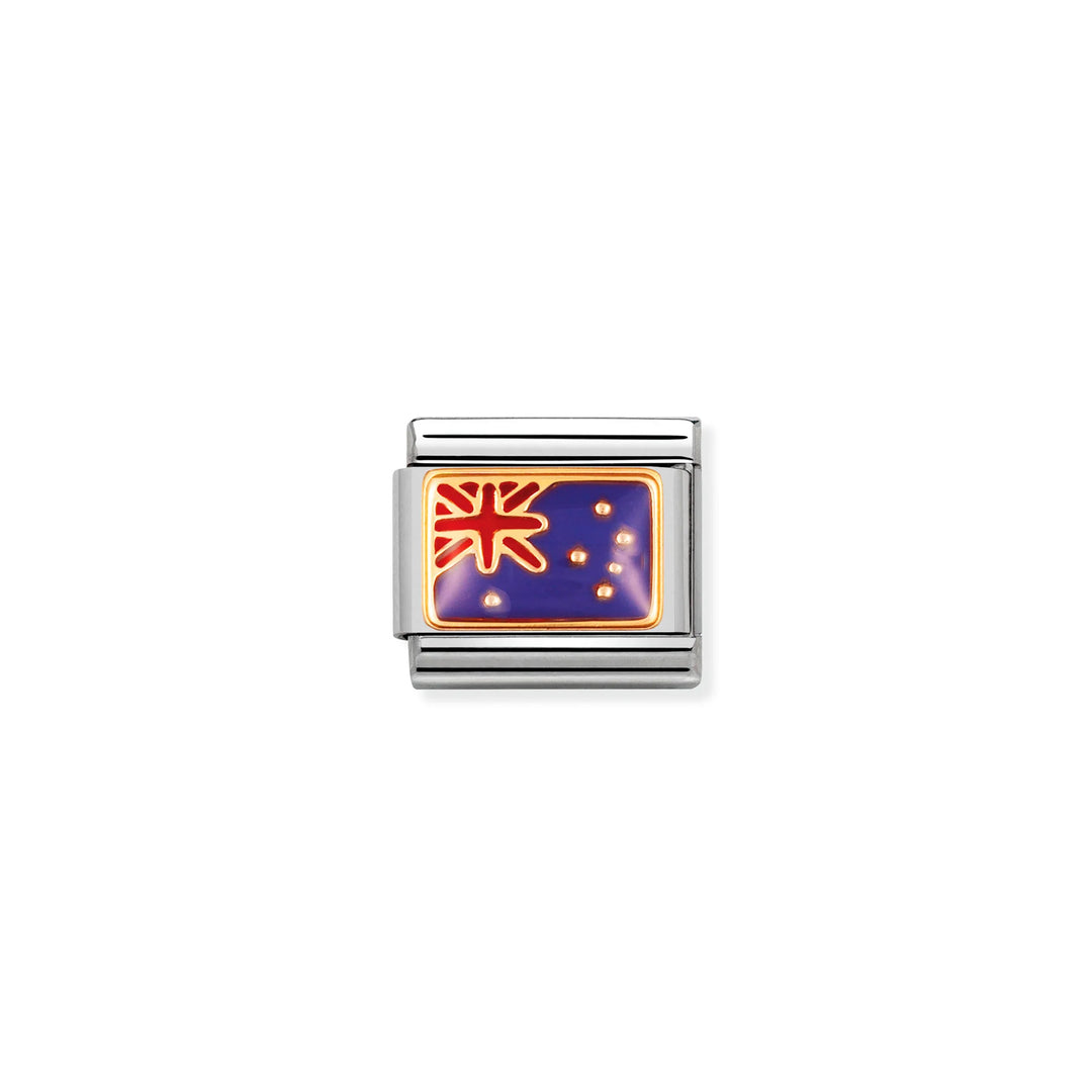 Nomination Classic Link 030238/01 Australia Flag in 18k Gold & Enamel