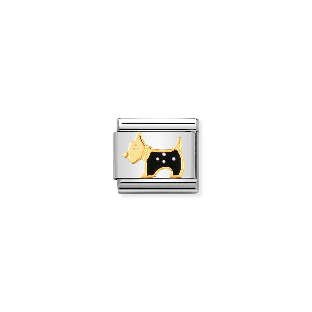Nomination Classic Link 030248/09 Terrier Dog in 18k Gold & Enamel