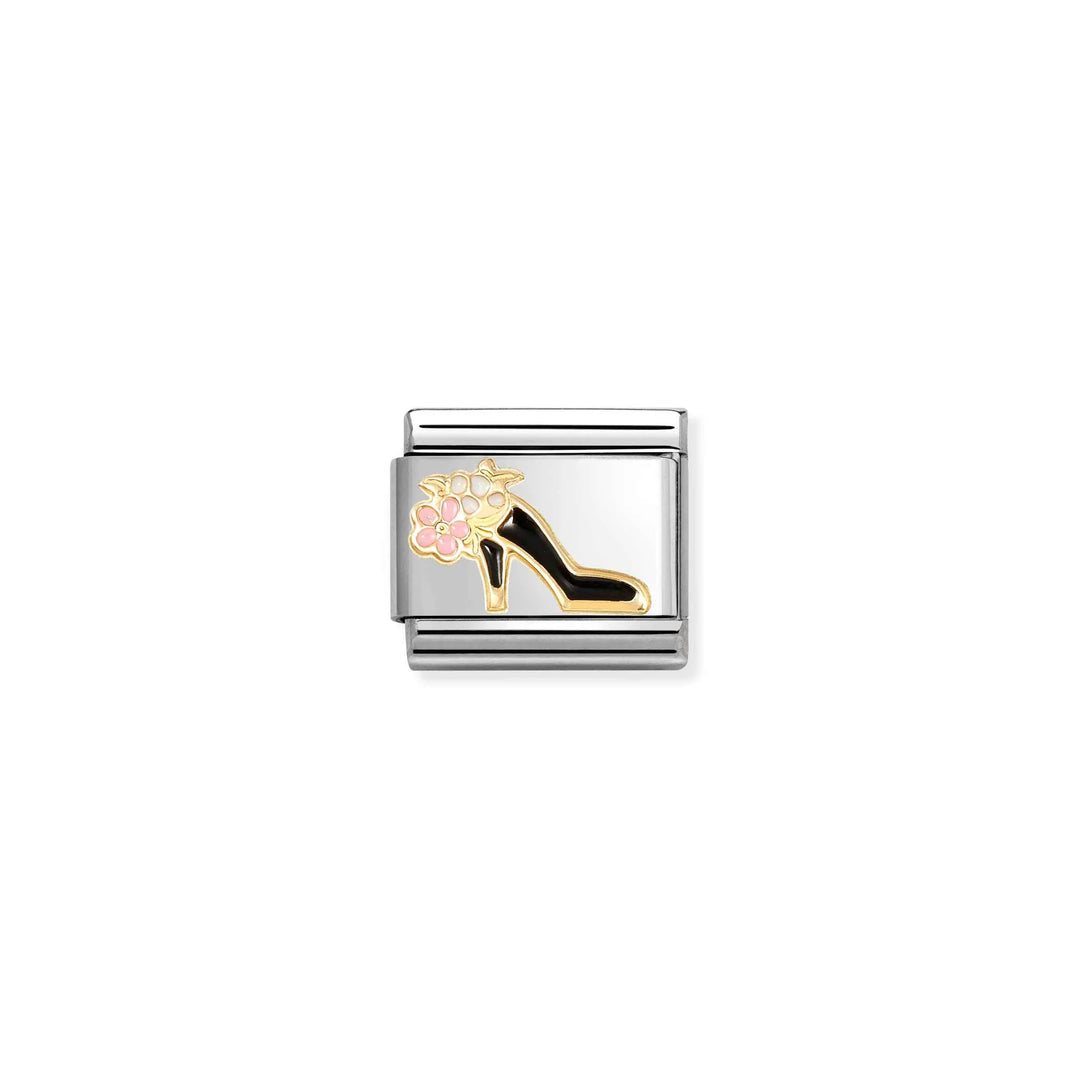 Nomination Classic Link 030272/95 High Heel Shoe Black in 18k Gold & Enamel
