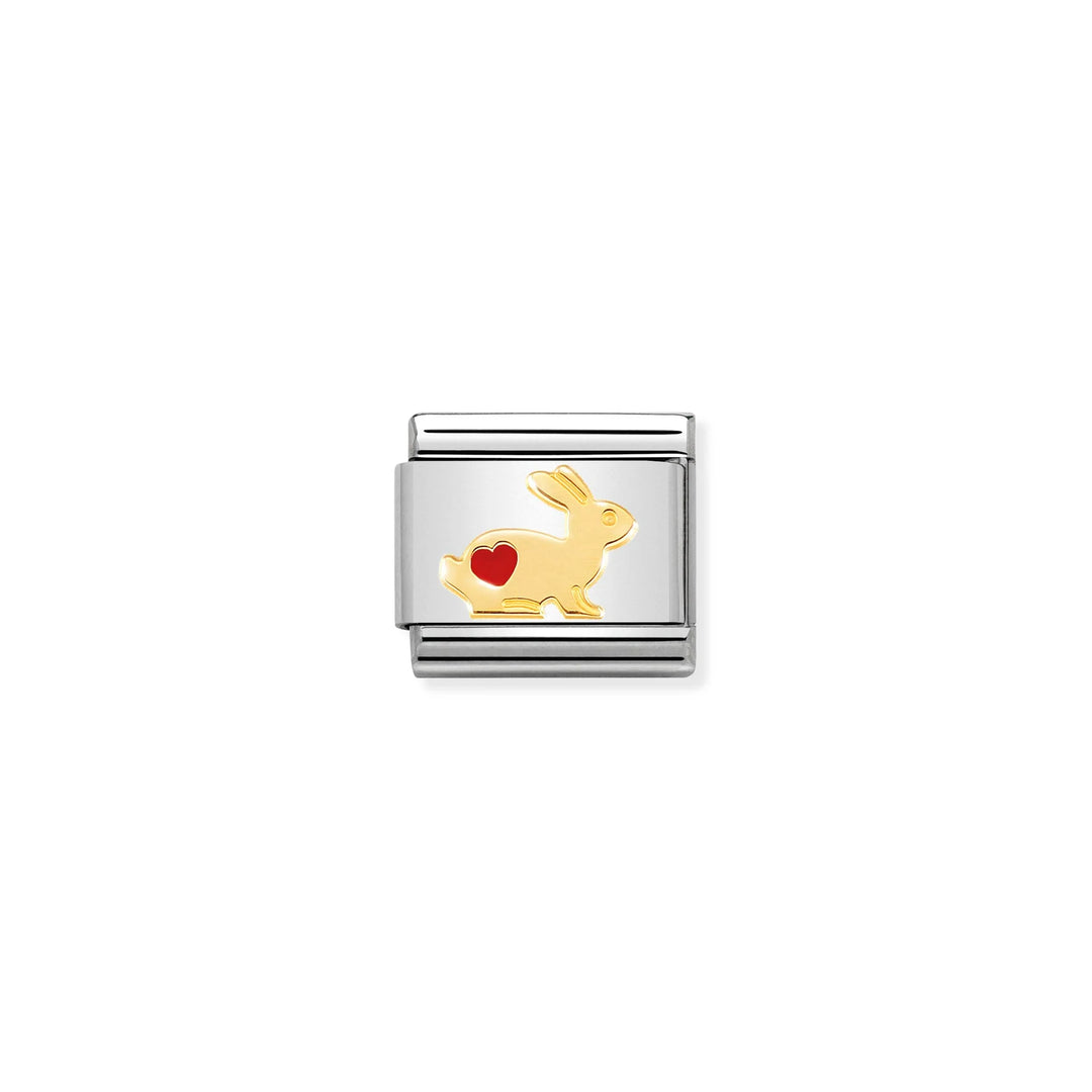 Nomination Classic Link 030272/46 Rabbit with Heart 18k Gold & Enamel
