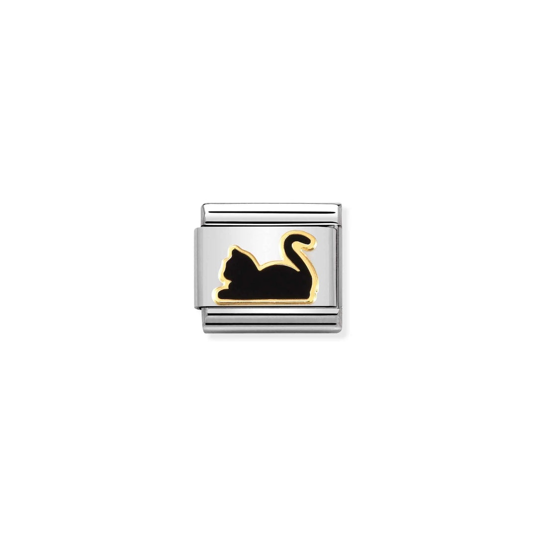 Nomination Classic Link 030272/80 Black Cat in Gold