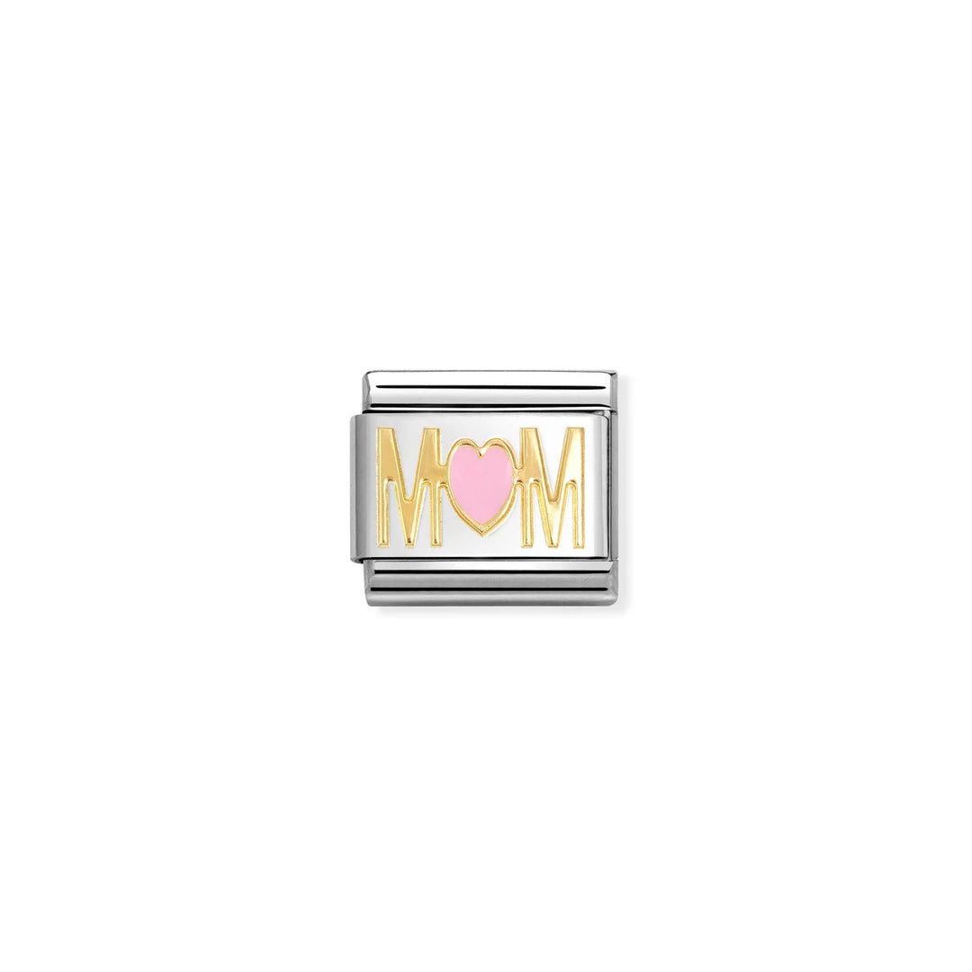 Nomination Classic Link 030272/84 Mum Pink Heart in 18k Gold & Enamel