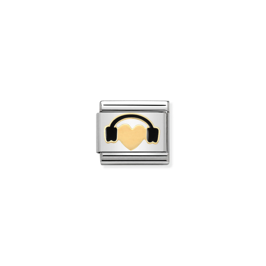 Nomination Classic Link 030283/01 Heart with Headphones 18k Gold & Enamel