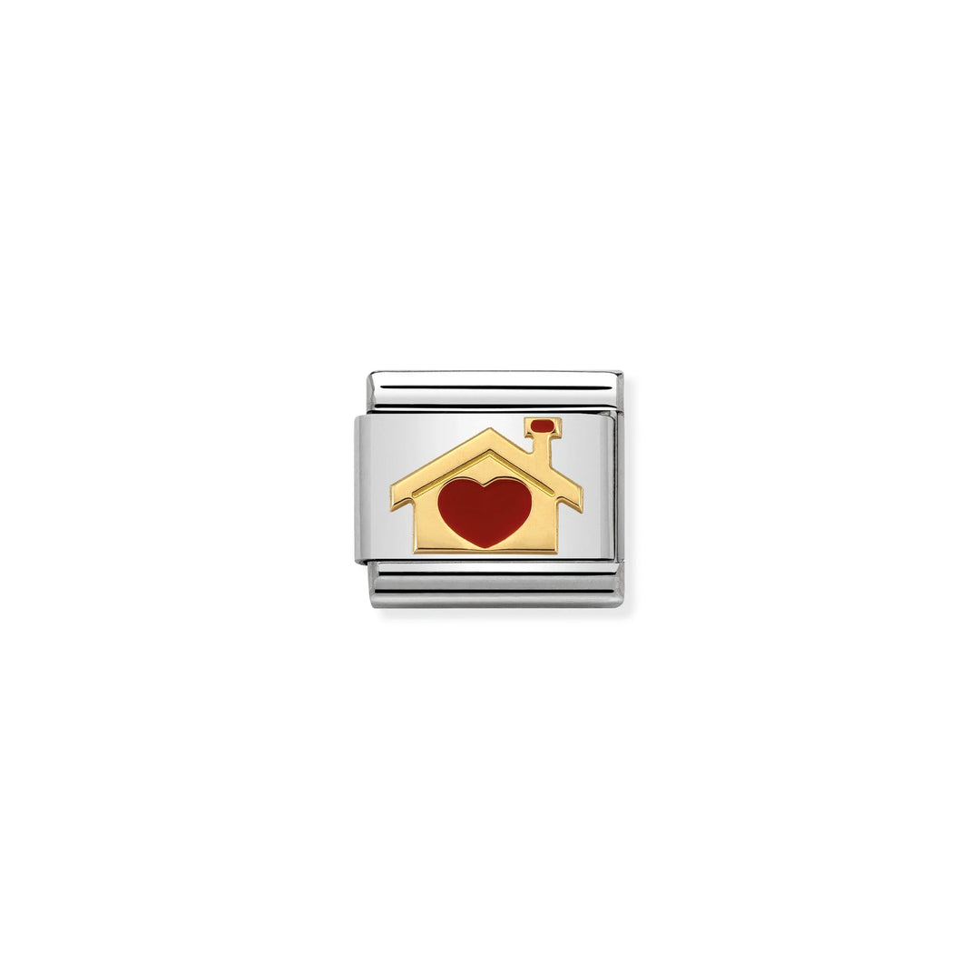 Nomination Classic Link 030283/07 Home with Heart 18k Gold & Enamel