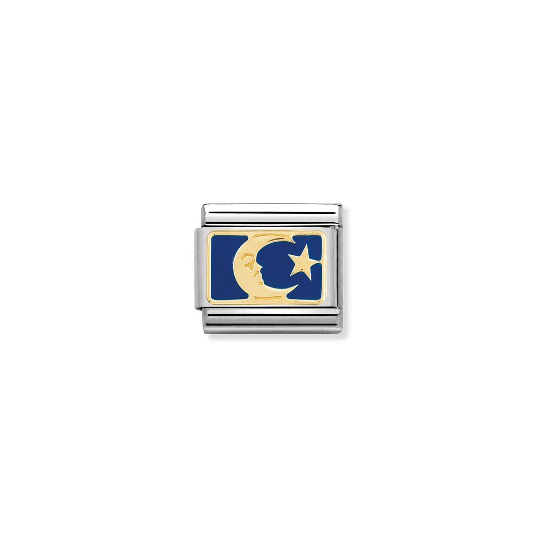 Nomination Classic Link 030284/45 Enamel Blue Moon & 18k Gold