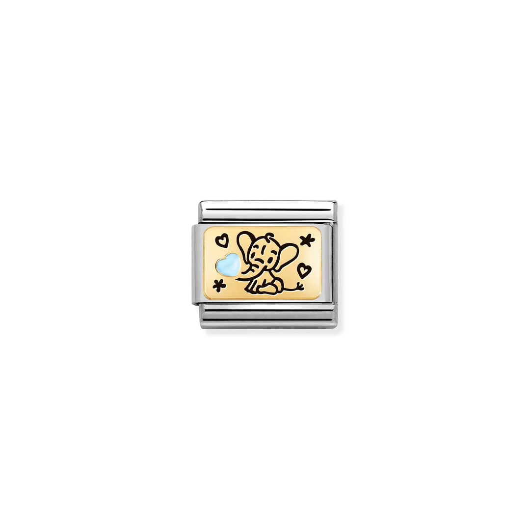 Nomination Classic Link 030289/04 Blue Elephant in 18k Gold & Enamel