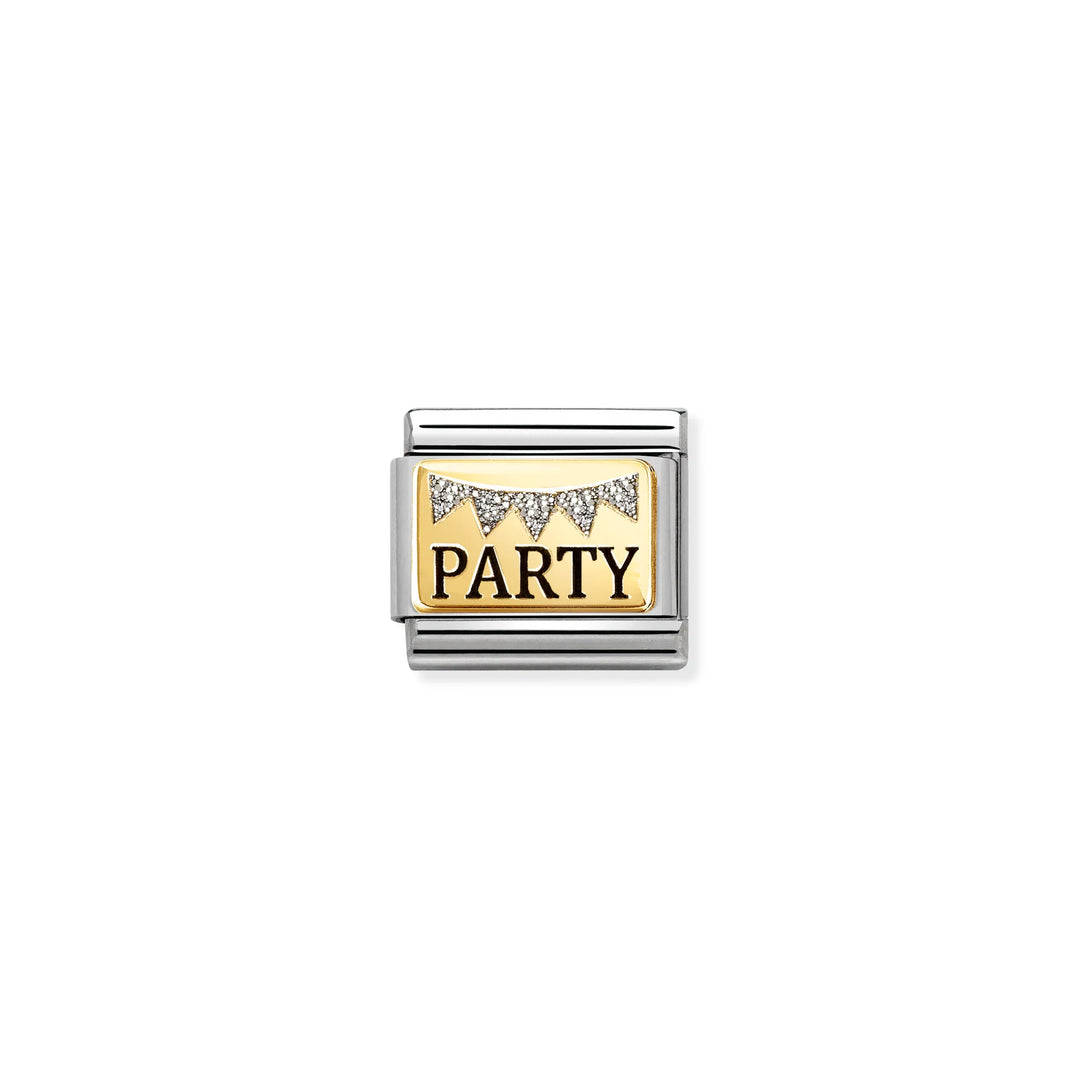Nomination Classic Link 030289/09 Party with Glitter in 18k Gold with Enamel
