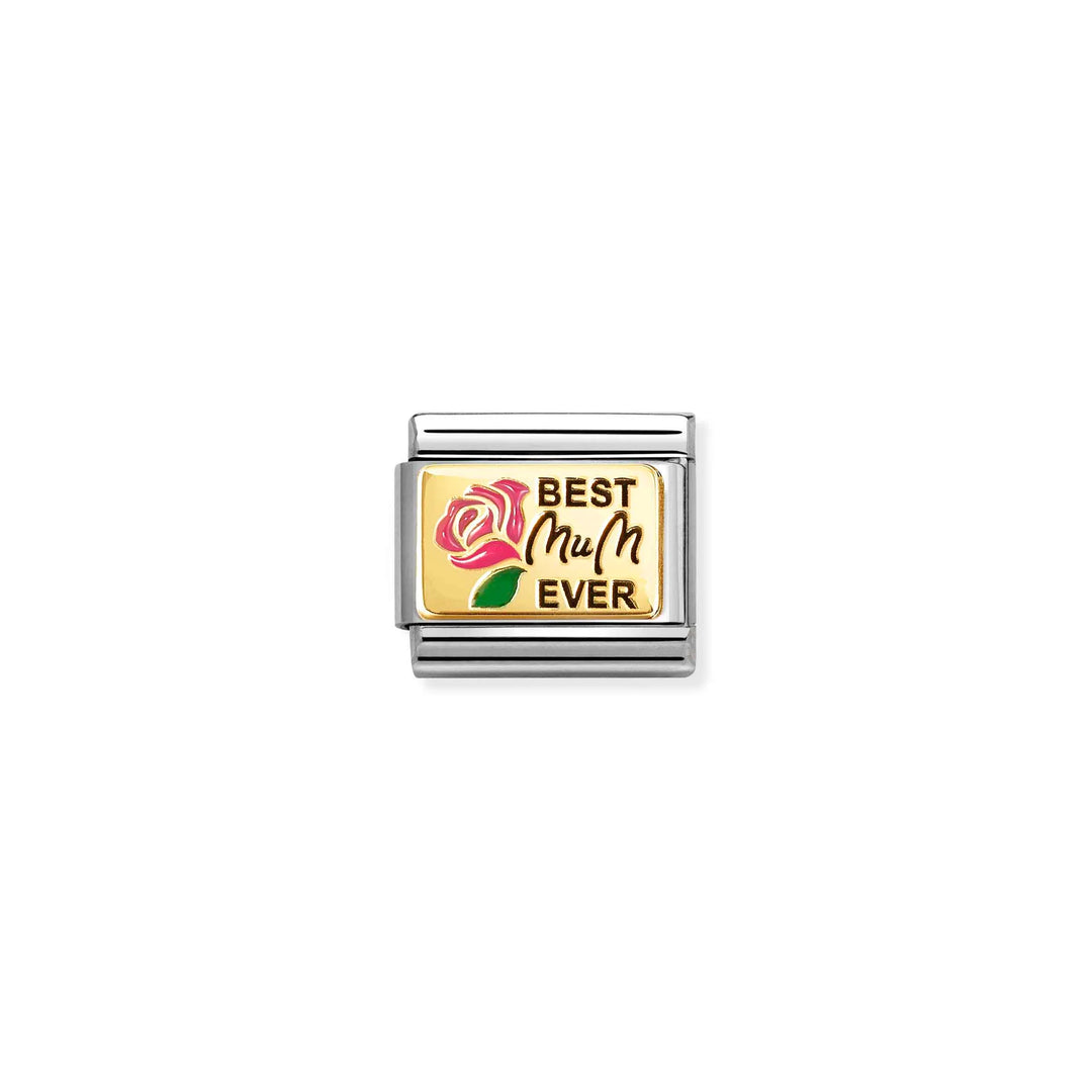 Nomination Classic Link 030289/14 Best Mum Ever in 18k Gold & Enamel