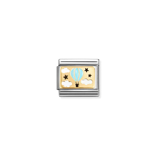 Nomination Classic Link 030289/17 Blue Hot Air Balloon in 18k Gold & Enamel