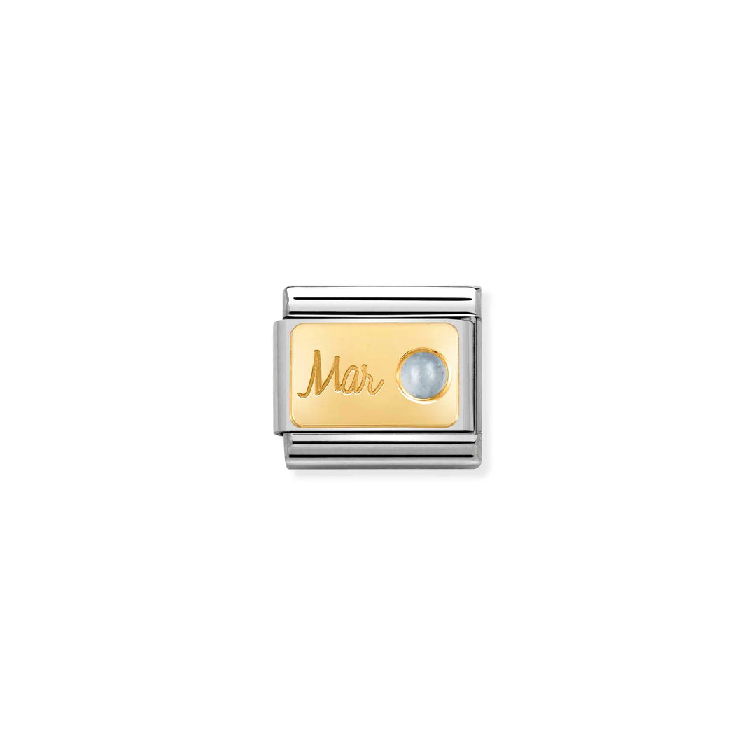 Nomination Classic Link 030519/03 March Aquamarine in 18k Gold