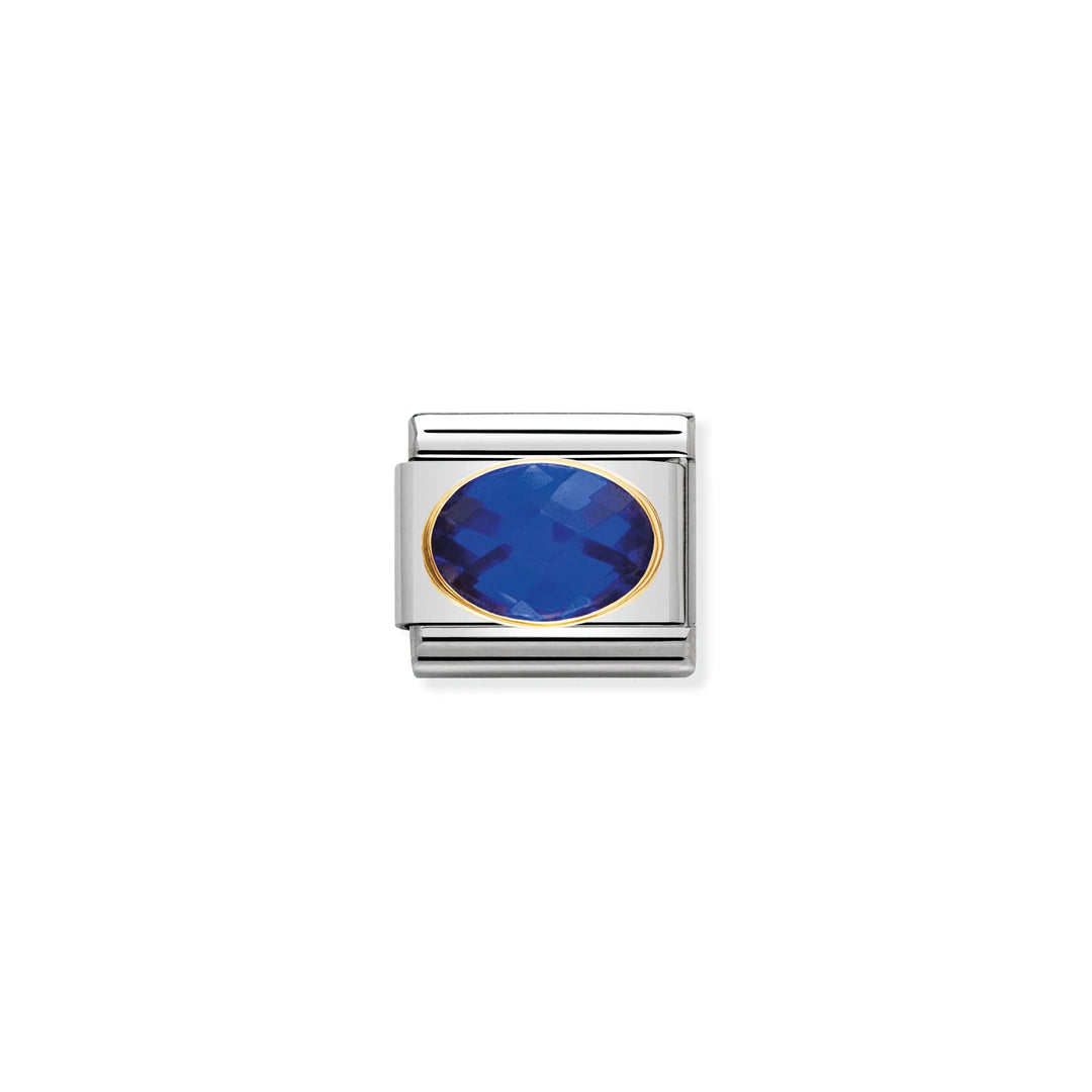 Nomination Classic Link 030601/007 Blue Faceted CZ in 18k Gold