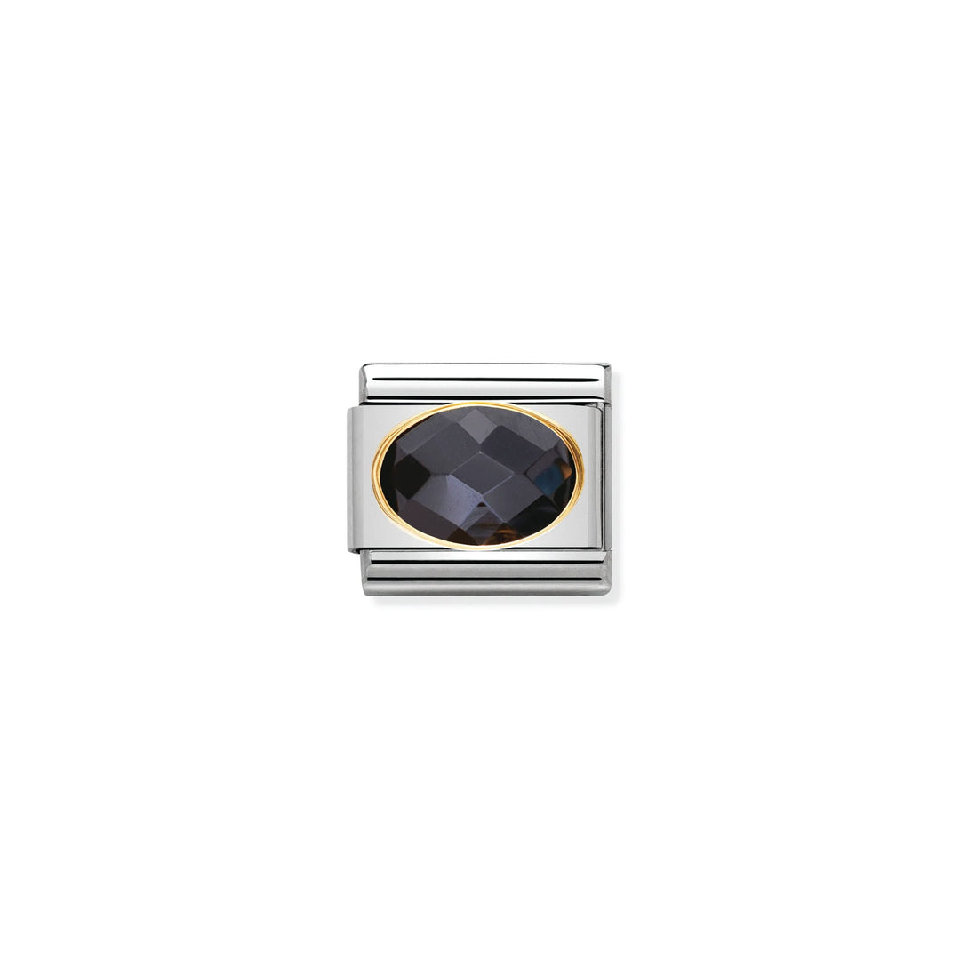 Nomination Classic Link 030601/011 Black Faceted CZ in 18k Gold