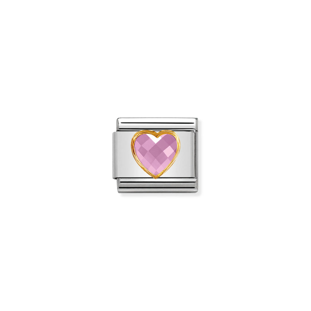 Nomination Classic Link 030610/003 Pink Faceted Heart CZ in 18k Gold