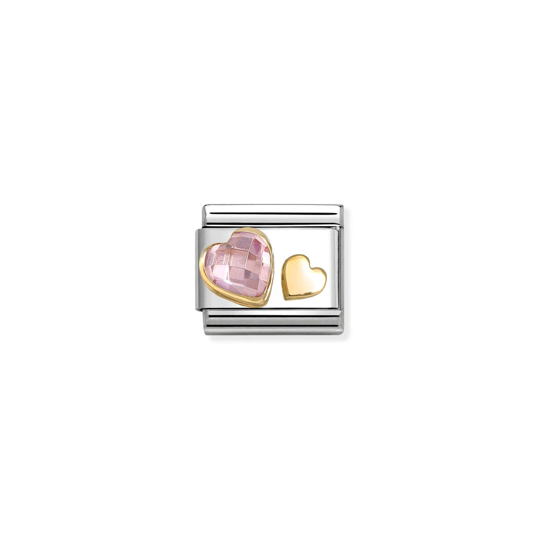 Nomination Classic Link 030613/06 Pink CZ Heart in 18k Gold