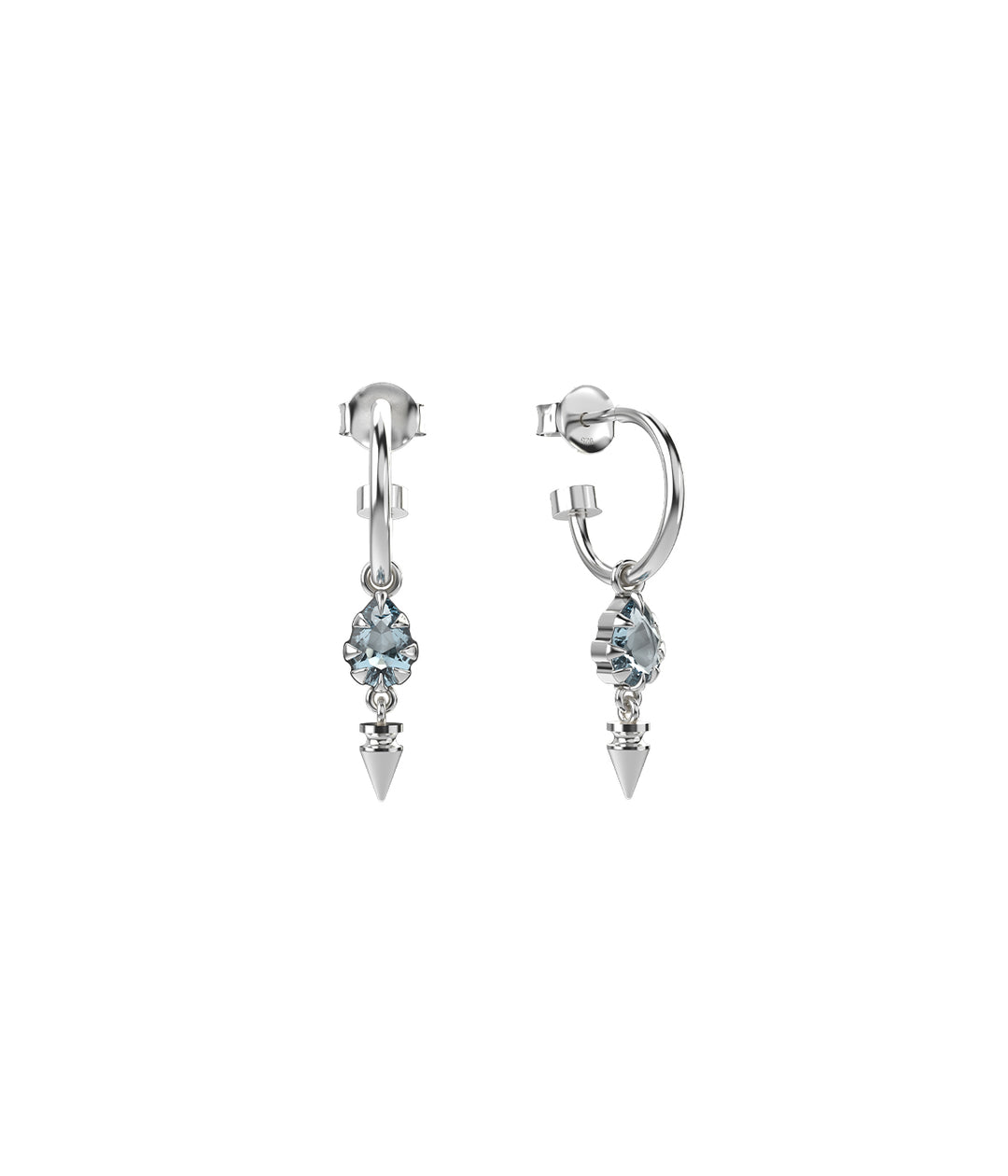 Stolen Silver Precious Punk Droplet Anchor Sleepers - Sky Topaz