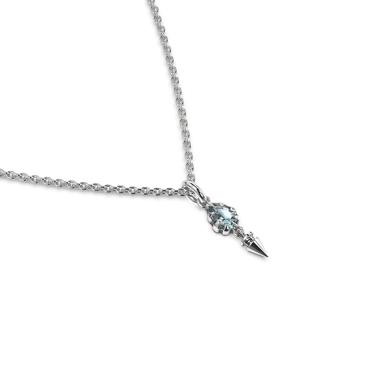 Stolen Silver Precious Punk Droplet Necklace - Sky Topaz