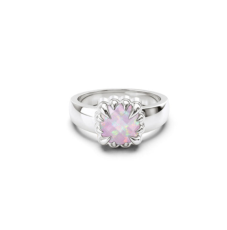 Stolen Silver Baby Claw Ring - Pink Bello Opal