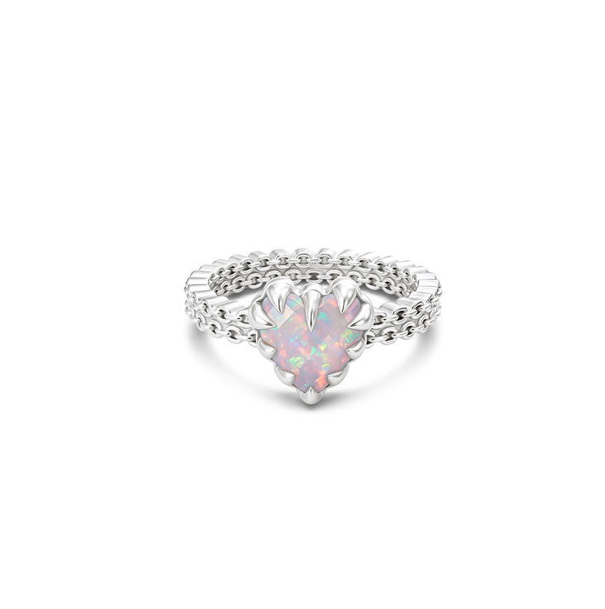 Stolen Silver Mini Claw Ring - Pink Bello Opal