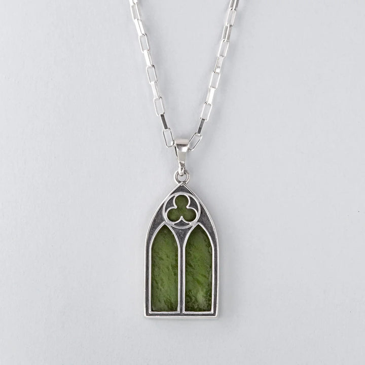 Nick Von K Sterling Silver with Pounamu Gothic Charm Necklace