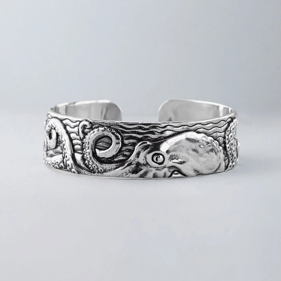 Nick Von K Stainless Steel Epic Kraken Cuff Bangle