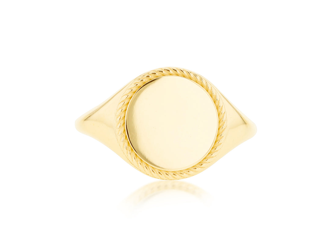 Louis Thompson 9k Gold Coco Signet Ring