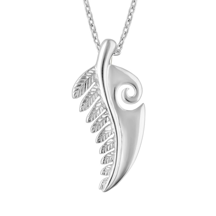 LT Sterling Silver Fern and Koru Necklace
